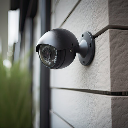 CCTV security camera on the wall in the house, security conceptの素材