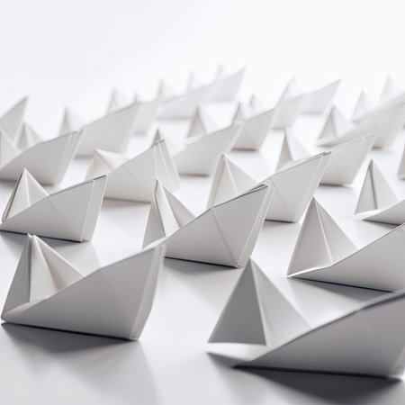 Leadership concept with paper boats on a white background. 3d renderingの素材