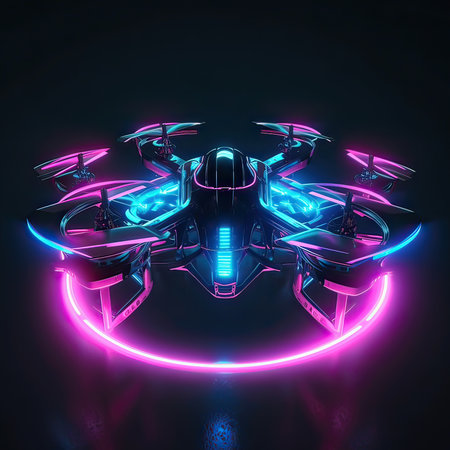 Drone quadcopter with digital camera. 3d rendering.の素材