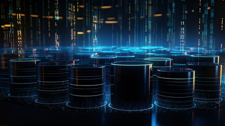 abstract 3d illustration of data processing with binary code on black backgroundの素材