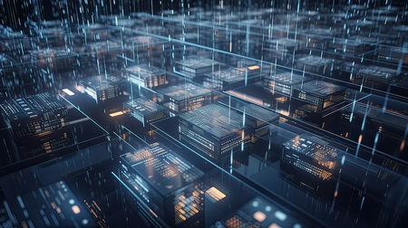 Futuristic cyberspace background with binary code. 3D renderingの素材