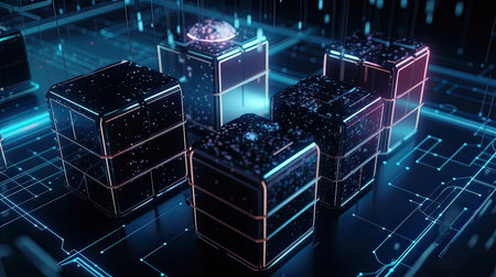 Abstract 3d rendering of digital technology background. Concept of big data and digital transformation.の素材