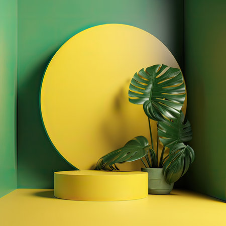 3d render of abstract geometric forms. Minimal scene podium for product display.の素材