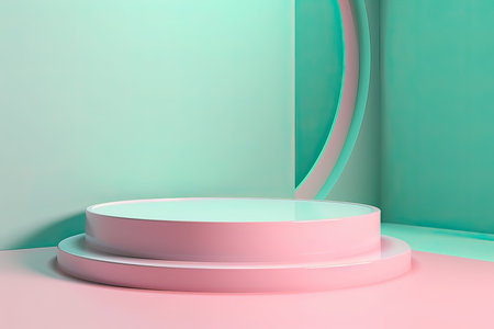 Minimalist abstract background, primitive geometrical figures, pastel colors, 3D renderの素材