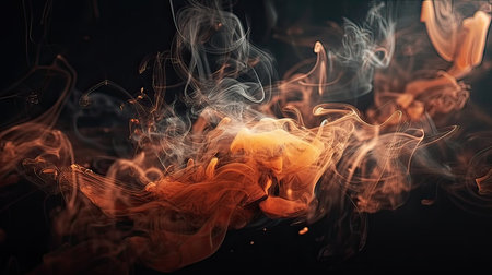 Abstract background, smoke from the incense sticks on a black backgroundの素材
