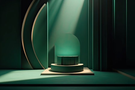 3d rendering of abstract geometric forms. Luxury podium for your design.の素材