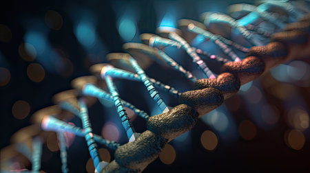 DNA molecule structure, 3d render, computer generated abstract background.の素材