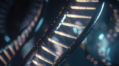 3d illustration of dna helix. Science and medical background.の素材