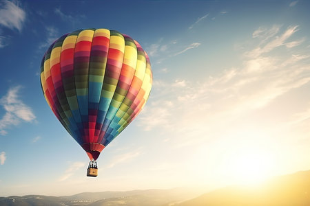 Colorful hot air balloon in the sky at sunset. 3D Renderingの素材