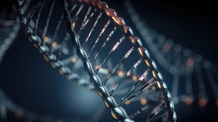 Science background, DNA molecule research concept, 3D illustration with selective focusの素材