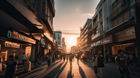 Unidentified people walking in the street of Kuala Lumpur, Malaysia.の素材