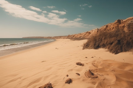 Beautiful sand dunes on the Mediterranean coast of Spain. Toned.の素材