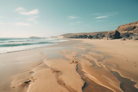 Beach in South Australia with sand dunes and ocean waves.の素材