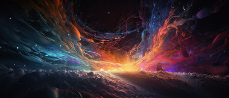 Futuristic space background with stars and nebula. 3d renderingの素材