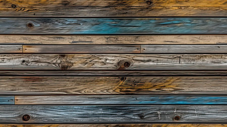 Old wooden planks, painted in different colors. Abstract background for design.の素材