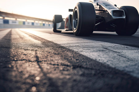 Racing car on the race track. Sport concept. Close-up.の素材