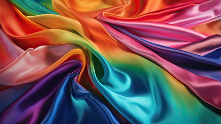 abstract background of multicolored silk or satin fabric textureの素材