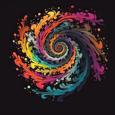 abstract colorful spiral on black background, vector illustration, clip-artの素材