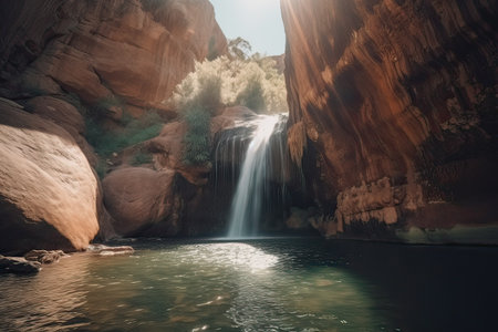 Waterfall in Zion National Park, Utah, United States of Americaの素材