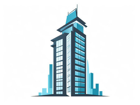 Modern skyscrapers isolated on a white background. Vector illustration.の素材