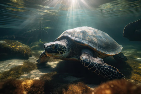 Hawaiian Green Sea Turtle (Chelonia mydas)の素材