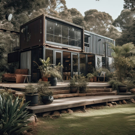 Luxury house in the garden. Vintage style. Toned.の素材