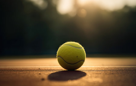 Tennis ball on the court. Selective focus. nature.の素材