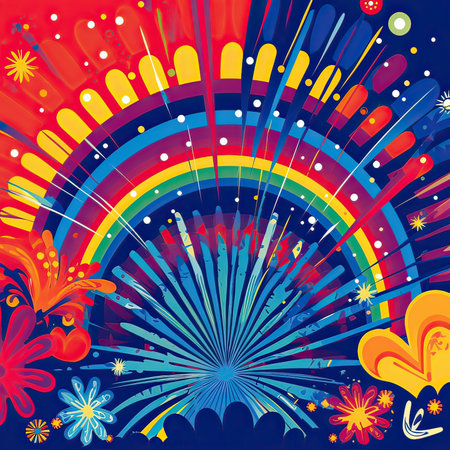 abstract colorful background with firework, vector illustration eps10の素材