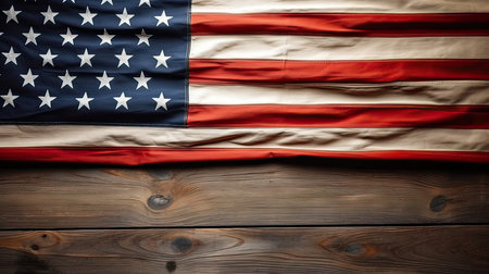 American flag on wooden background. American flag on old wooden background.の素材