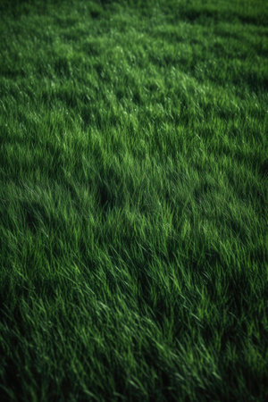 Green grass background. Abstract background of green grass field texture. Selective focus.の素材