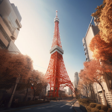 Tokyo Tower in Tokyo, Japan. Filtered image processed vintage effect.の素材