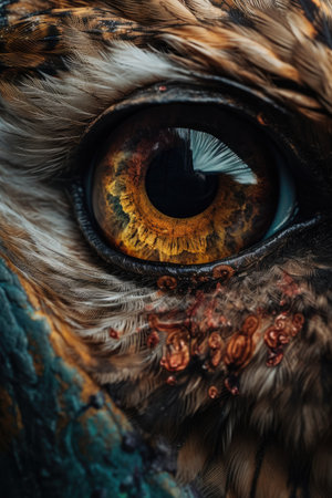 Extreme close up of an owl's eye. Shallow depth of field.の素材