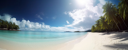 Panoramic view of beautiful beach at Seychelles.の素材