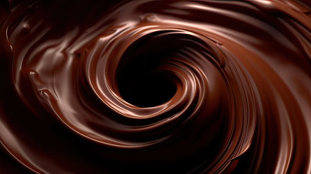 Chocolate background. Melted chocolate. Chocolate swirl. Melted chocolate swirl background. Generative Ai.の素材