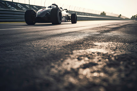 The international race track with a race car. Empty race track with race car. Generative Ai.の素材