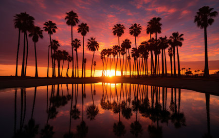 Tropical Palm Trees Silhouette Sunset or Sunriseの素材