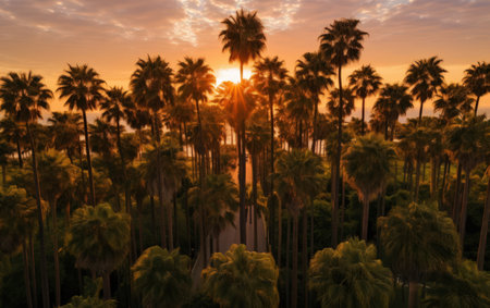 Tropical Palm Trees Silhouette Sunset or Sunriseの素材