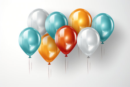 colorful balloons on white background close-upの素材