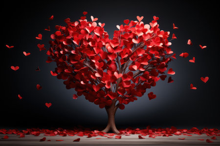 Heart Tree Love For Nature Red Landscape At Sunsetの素材