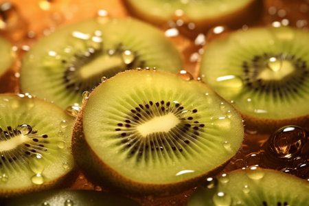 fresh and delicious sweet kiwi. Slice of kiwi fruitの素材