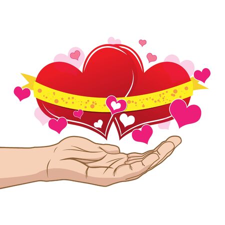 couple heart on hand のイラスト素材