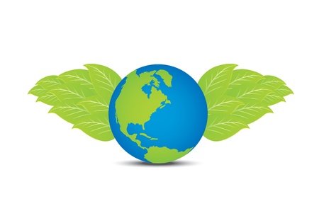 earth with leaf wingのイラスト素材