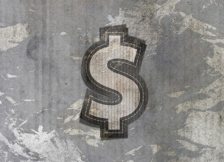 Dollar money label on old paper の写真素材