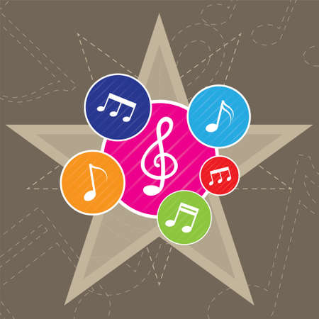Music note icon on star backgroundのイラスト素材