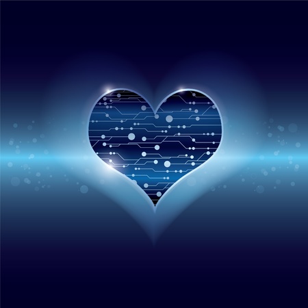 technology inside heartのイラスト素材