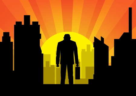 city with businessmanのイラスト素材