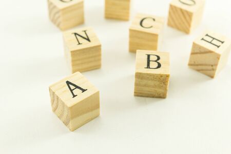wood alphabet cubeの写真素材