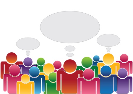 crowd thinkingのイラスト素材