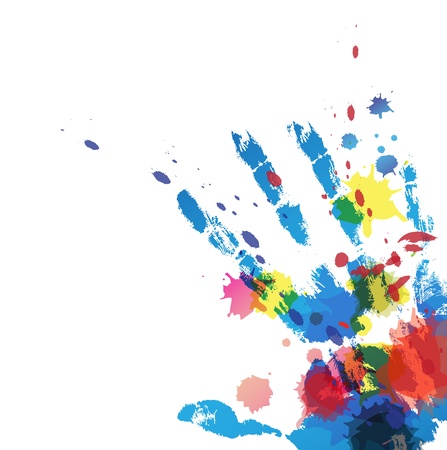 hand print with ink splatterのイラスト素材