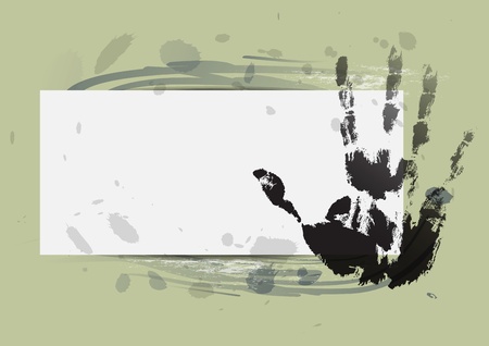 hand print on paper with watercolor backgroundのイラスト素材